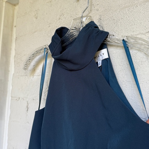 NWT Milly Katelynn Drop-Waist Halter Mini Dress w Ruffle Hem Deep Teal Size 2 - Picture 6 of 14